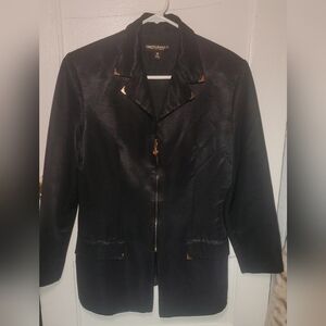 Black Formal Blazer with Zipper Closure